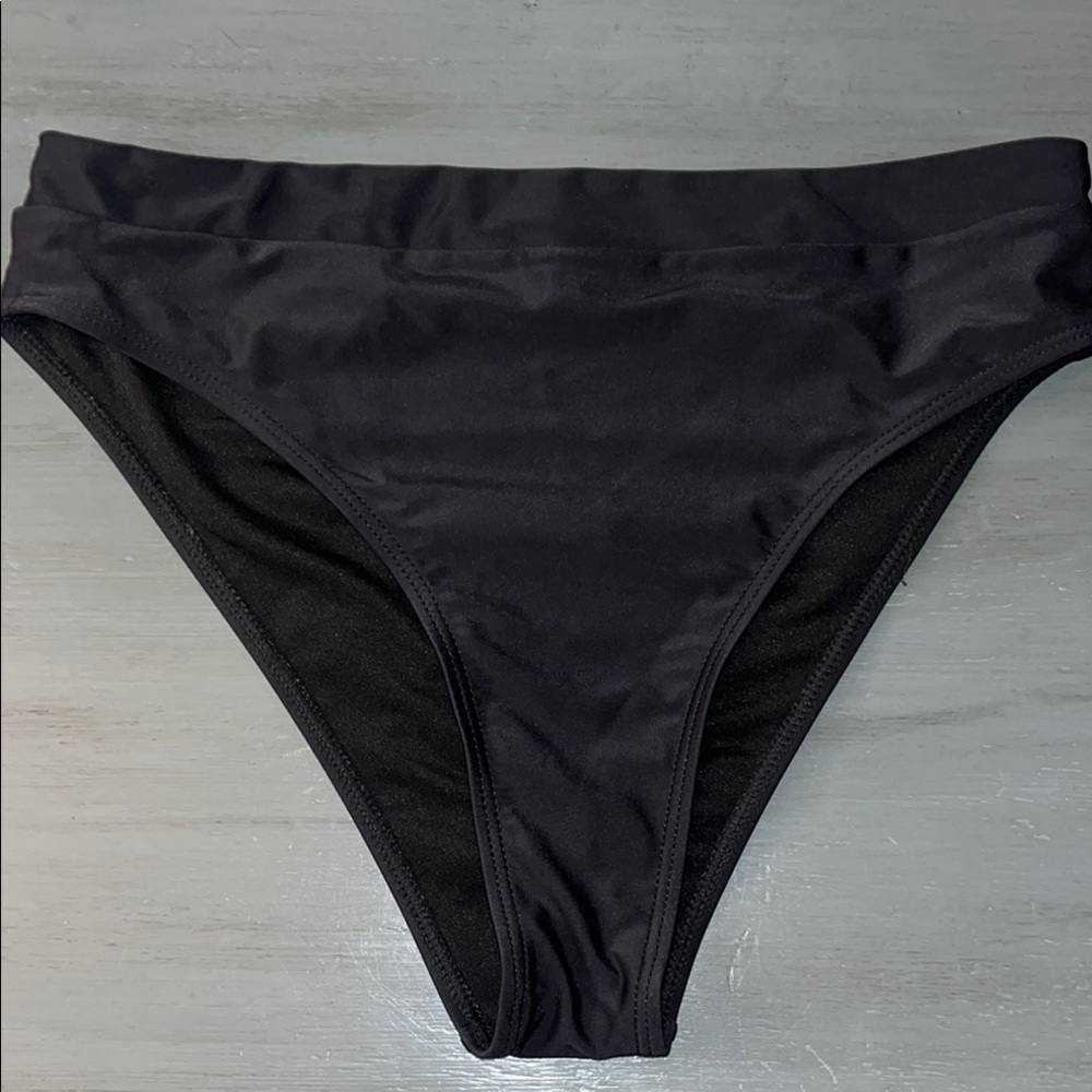 Black High-Waisted Bikini Bottom sz L EUC